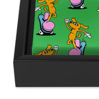 Retro dog cartoon character pattern Framed Canvas Print Gallery Image 3