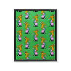Retro dog cartoon character pattern Framed Canvas Print Gallery Image 8