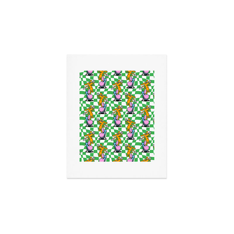 Retro dog cartoon character pattern Art Print Gallery Image 1