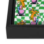 Retro dog cartoon character pattern Framed Canvas Print Gallery Image 3