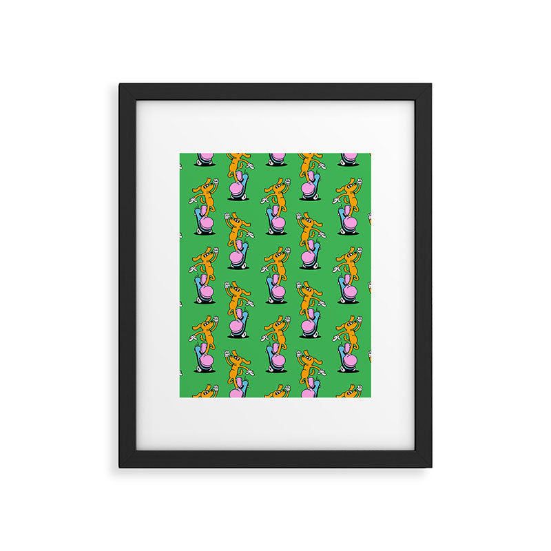 Retro dog cartoon character pattern Framed Art Print Gallery Image 6