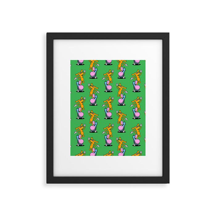 Retro dog cartoon character pattern Framed Art Print Gallery Image 1