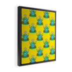 Retro earth planet cartoon character pattern Framed Canvas Print Gallery Image 2