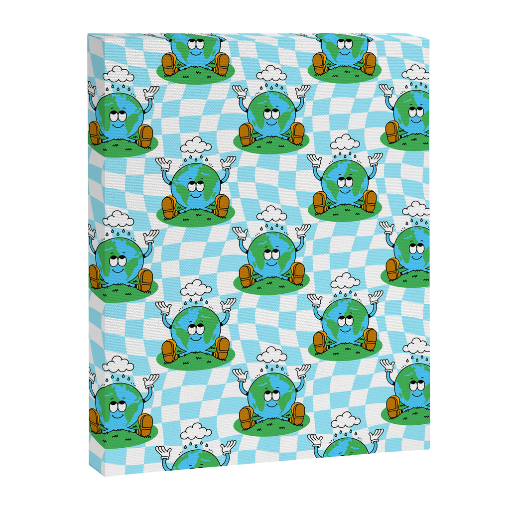 Retro earth planet cartoon pattern Canvas Print Gallery Image 8
