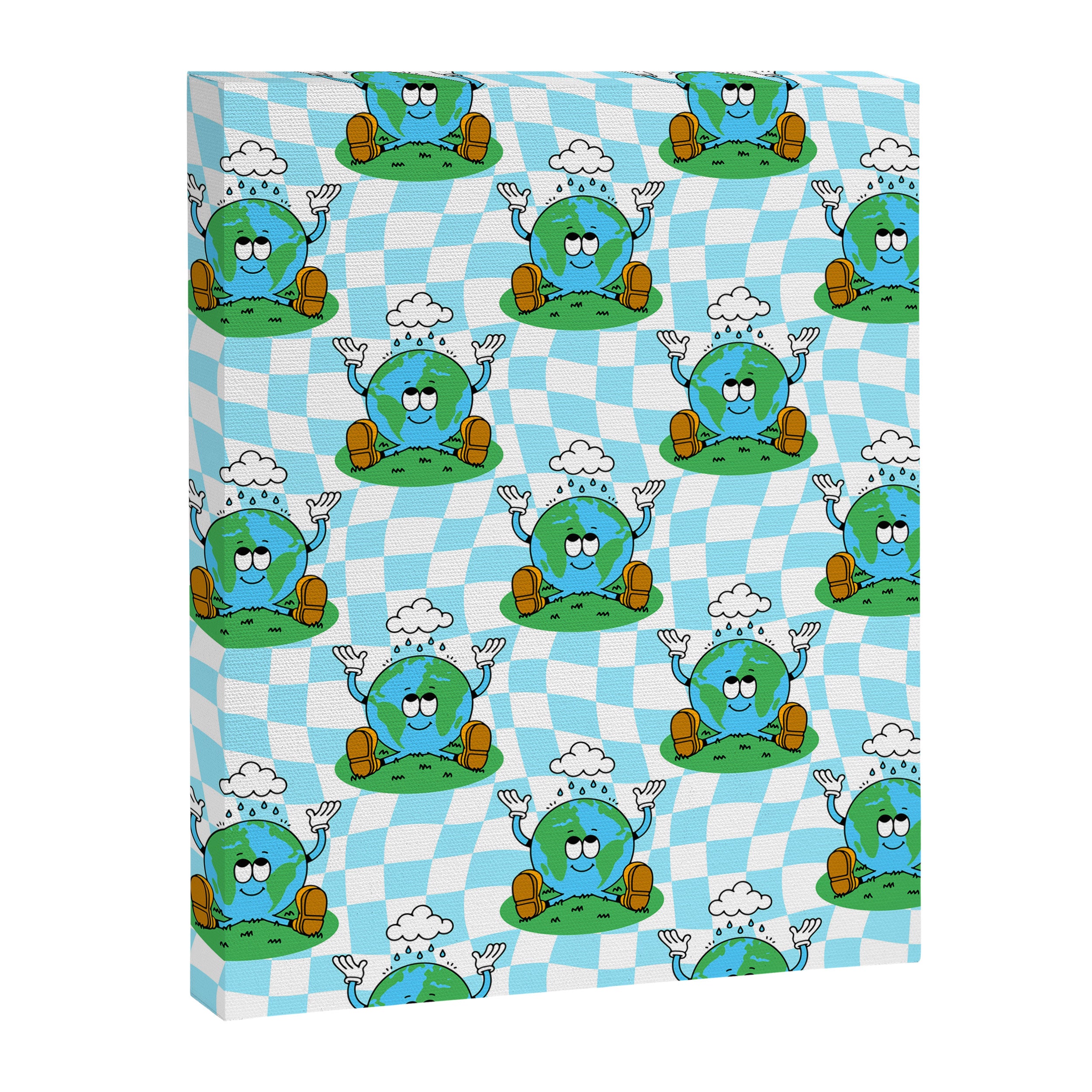 Retro earth planet cartoon pattern Canvas Print Gallery Image 8