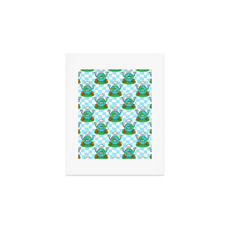 Retro earth planet cartoon pattern Art Print Gallery Image 1