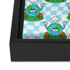 Retro earth planet cartoon pattern Framed Canvas Print Gallery Image 3