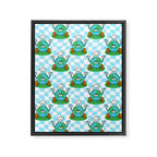 Retro earth planet cartoon pattern Framed Canvas Print Gallery Image 8