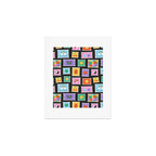 Retro funny cartoon postage stamp sticker pattern Art Print Gallery Image 1