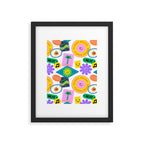 Retro funny sticker label cartoon pattern Framed Art Print Gallery Image 6