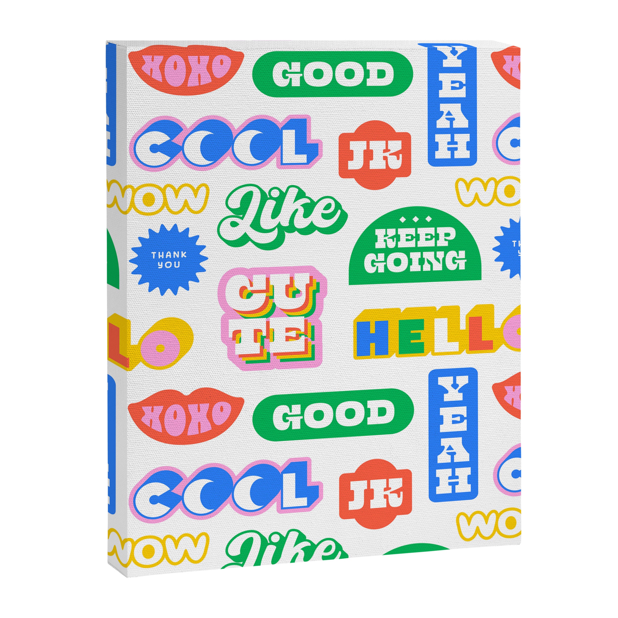 Retro funny sticker quote label pattern Canvas Print Gallery Image 8
