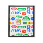 Retro funny sticker quote label pattern Framed Canvas Print Gallery Image 8