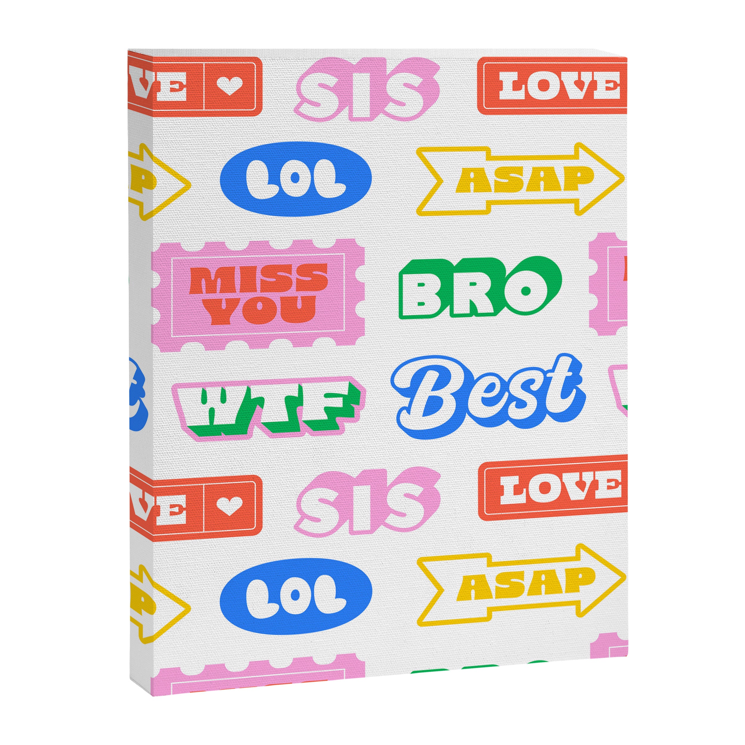 Retro funny sticker quote label pattern Canvas Print Gallery Image 8