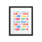 Retro funny sticker quote label pattern Framed Art Print Gallery Image 6
