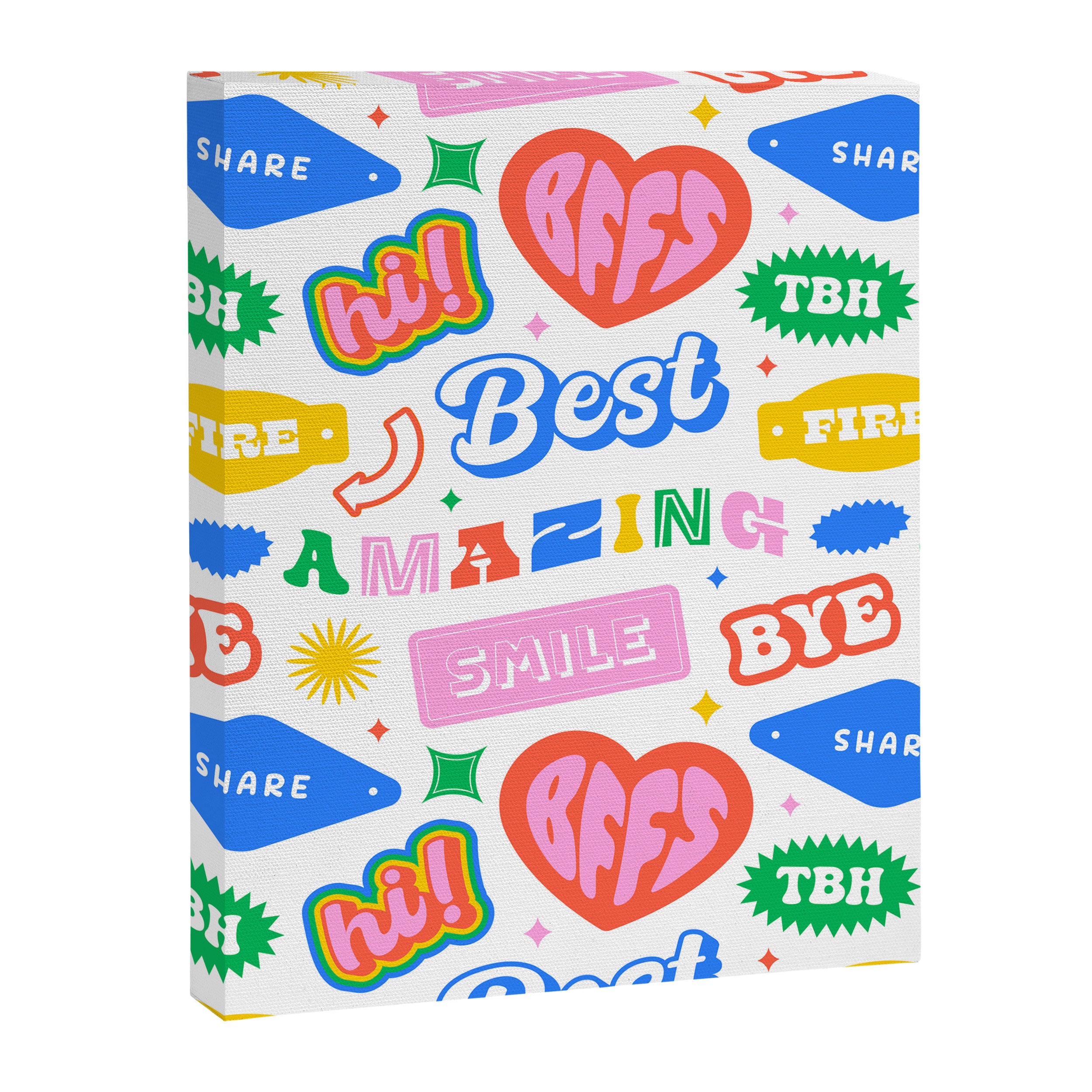 Retro funny sticker quote label pattern Canvas Print Gallery Image 8