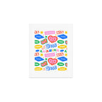 Retro funny sticker quote label pattern Art Print Gallery Image 1