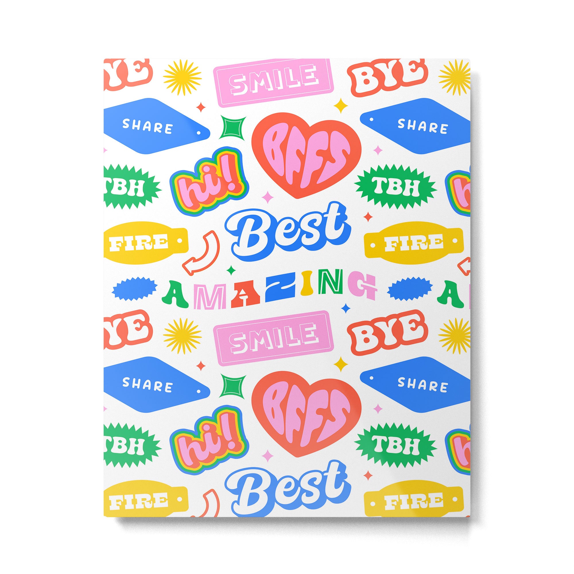 Retro funny sticker quote label pattern Metal Print Gallery Image 6