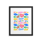 Retro funny sticker quote label pattern Framed Art Print Gallery Image 6