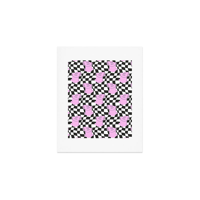 Retro greek statue vaporwave art pattern Art Print Gallery Image 1