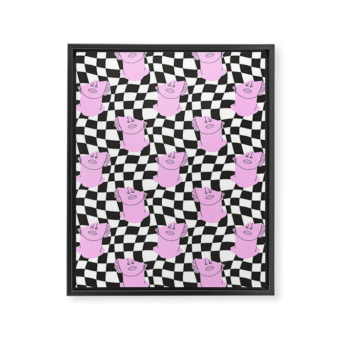 Retro greek statue vaporwave art pattern Framed Canvas Print Gallery Image 1