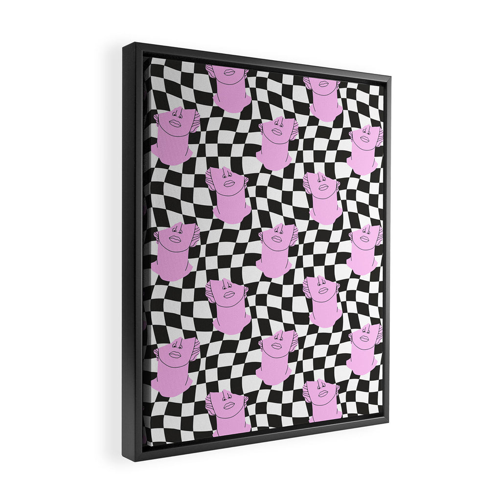 Retro greek statue vaporwave art pattern Framed Canvas Print Gallery Image 2