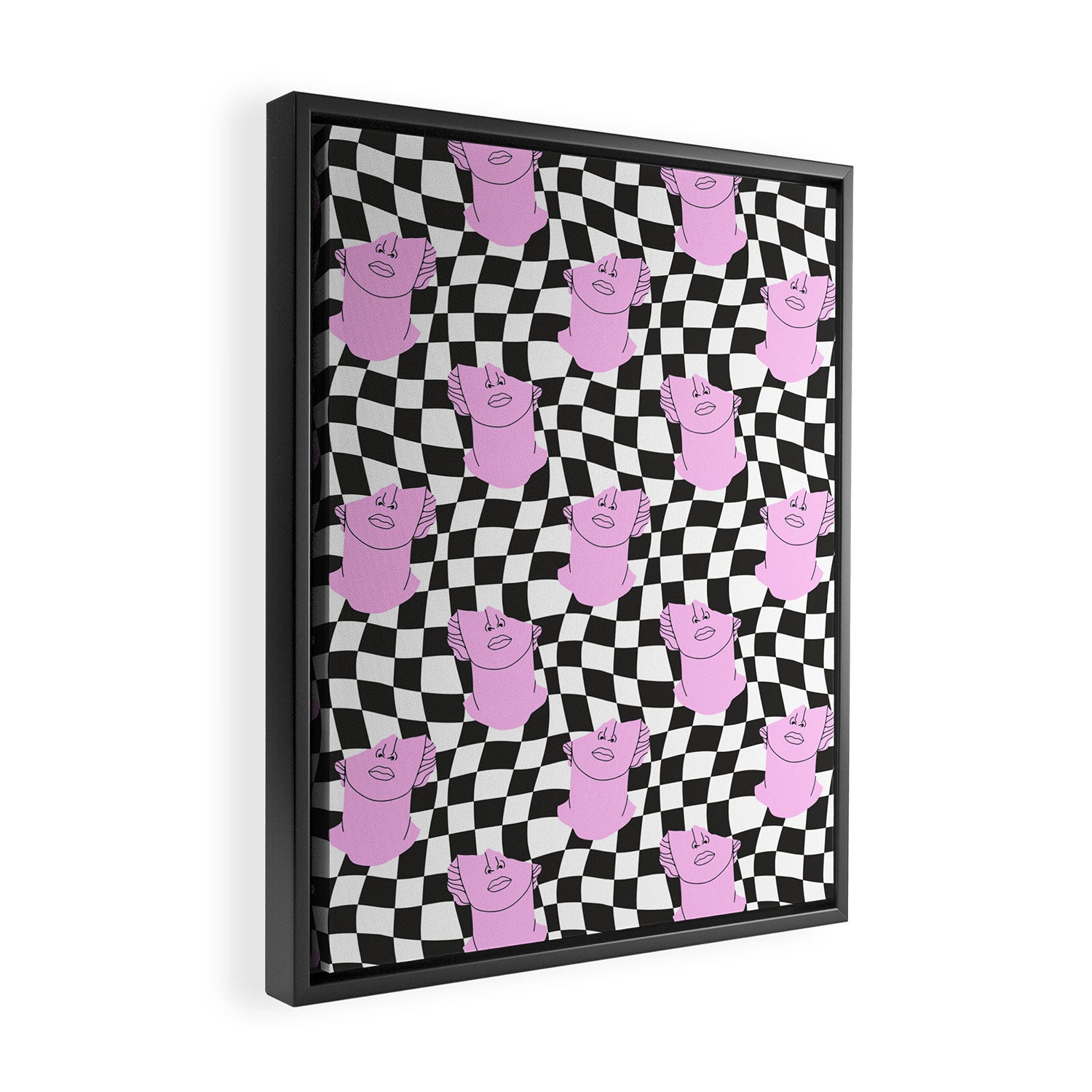 Retro greek statue vaporwave art pattern Framed Canvas Print Gallery Image 2