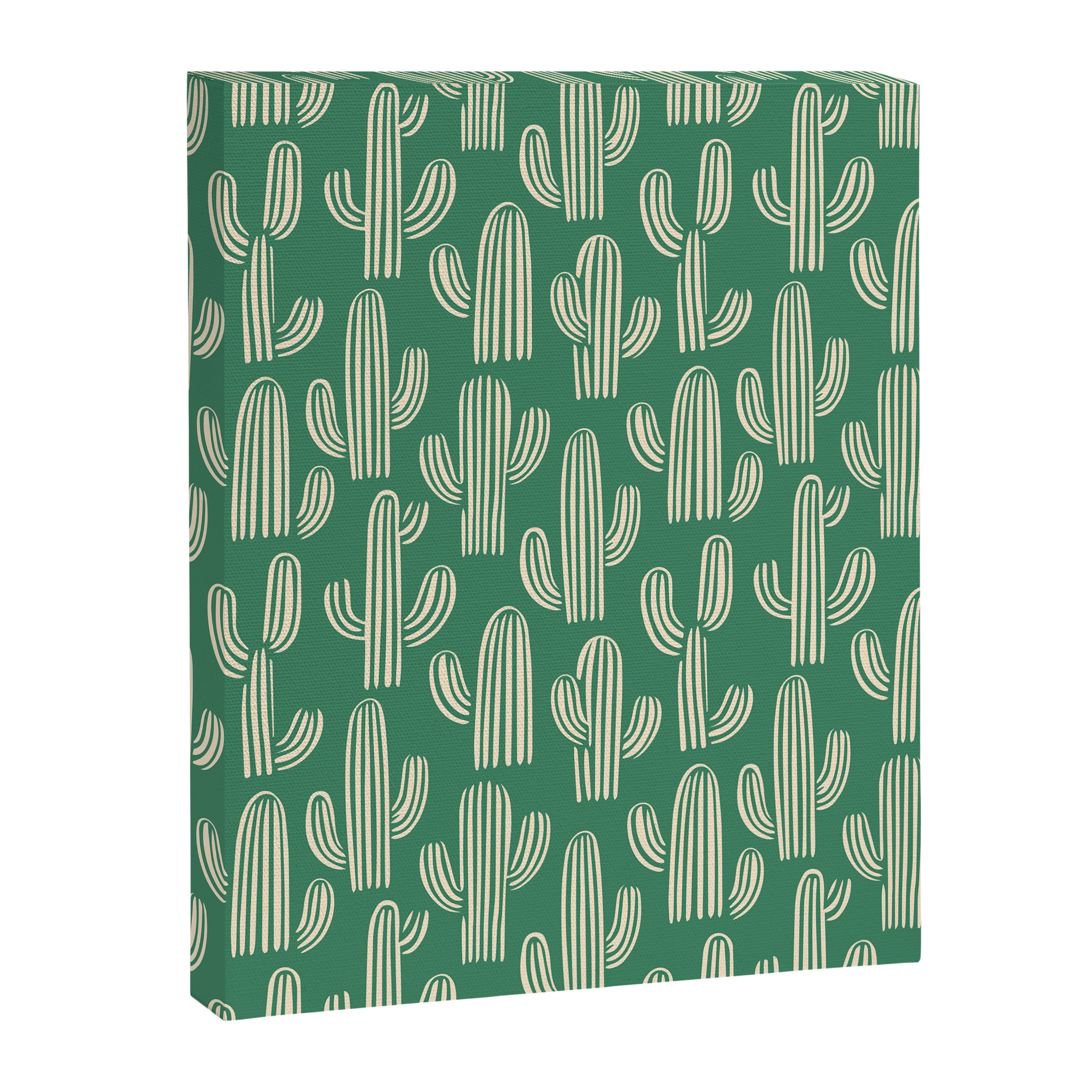 Retro green cactus plant pattern Canvas Print Gallery Image 8