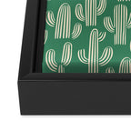 Retro green cactus plant pattern Framed Canvas Print Gallery Image 3