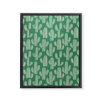 Retro green cactus plant pattern Framed Canvas Print Gallery Image 8