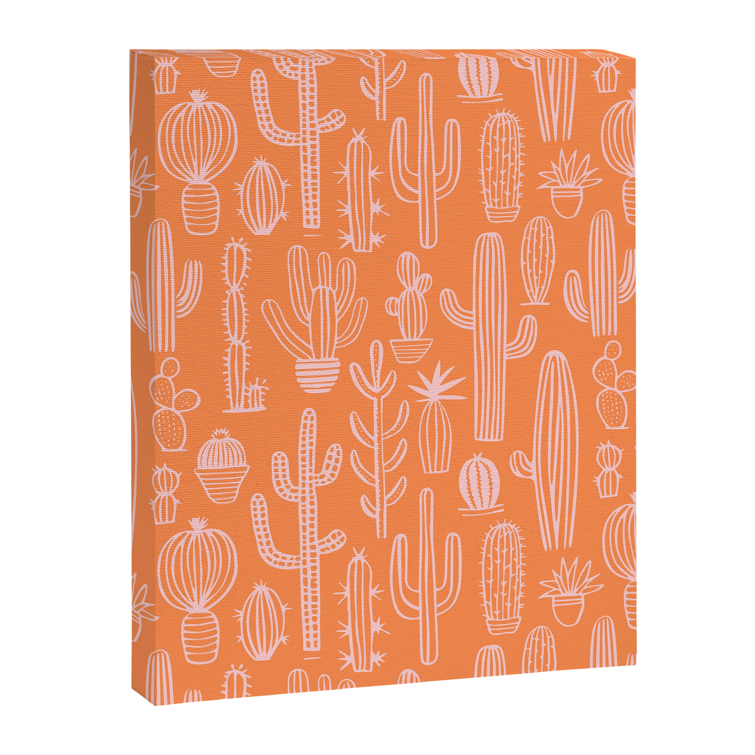 Retro hand drawn cactus plant pattern Canvas Print Gallery Image 8