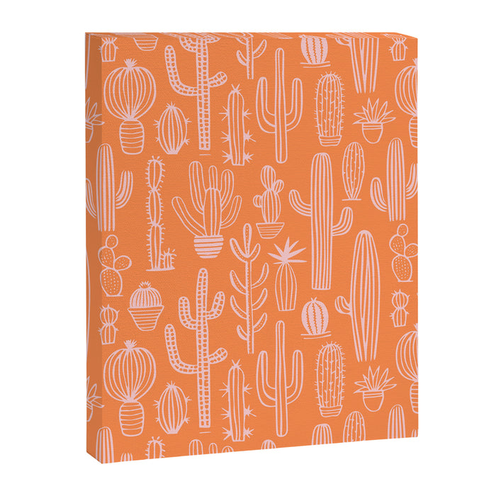 Retro hand drawn cactus plant pattern Canvas Print Gallery Image 1