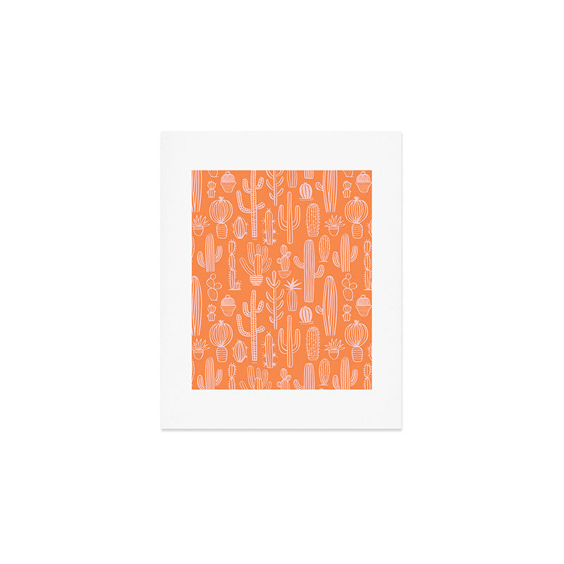 Retro hand drawn cactus plant pattern Art Print Gallery Image 1
