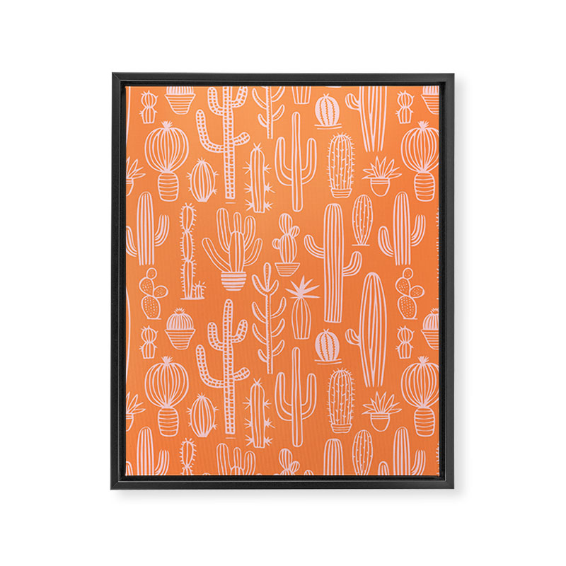 Retro hand drawn cactus plant pattern Framed Canvas Print Gallery Image 8