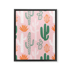 Retro hand drawn cactus plant pattern Framed Canvas Print Gallery Image 8