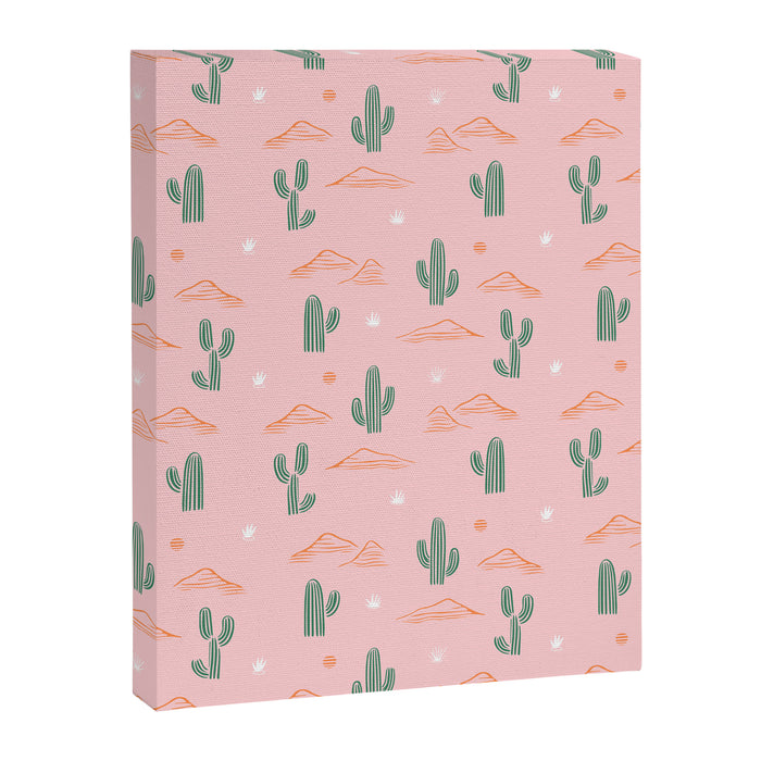 Retro hand drawn cactus plant pattern Canvas Print Gallery Image 1