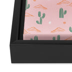 Retro hand drawn cactus plant pattern Framed Canvas Print Gallery Image 3