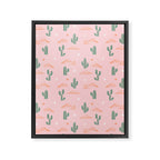 Retro hand drawn cactus plant pattern Framed Canvas Print Gallery Image 8