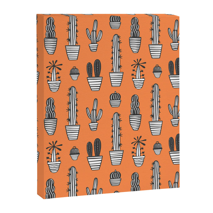 Retro hand drawn cactus plant pattern Canvas Print Gallery Image 1