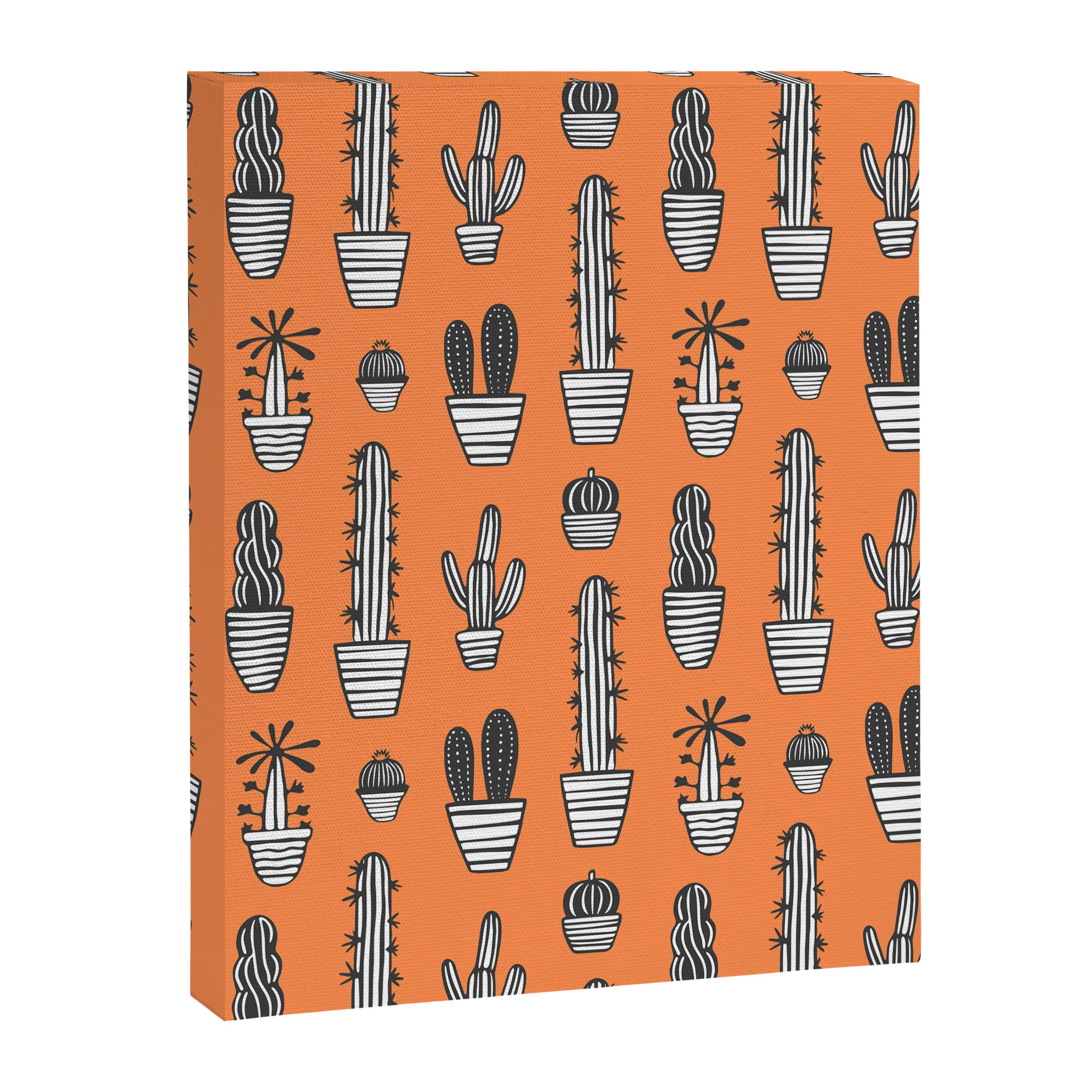 Retro hand drawn cactus plant pattern Canvas Print Gallery Image 8
