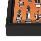 Retro hand drawn cactus plant pattern Framed Canvas Print Gallery Image 3