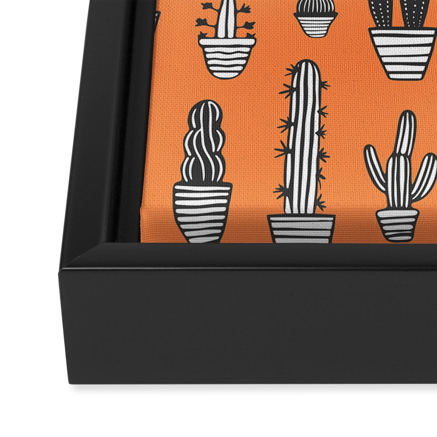 Retro hand drawn cactus plant pattern Framed Canvas Print Gallery Image 3