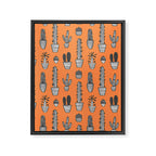 Retro hand drawn cactus plant pattern Framed Canvas Print Gallery Image 8