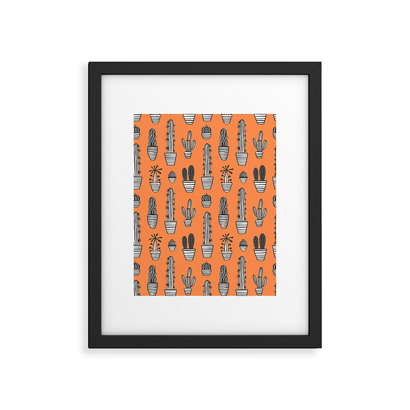 Retro hand drawn cactus plant pattern Framed Art Print Gallery Image 6