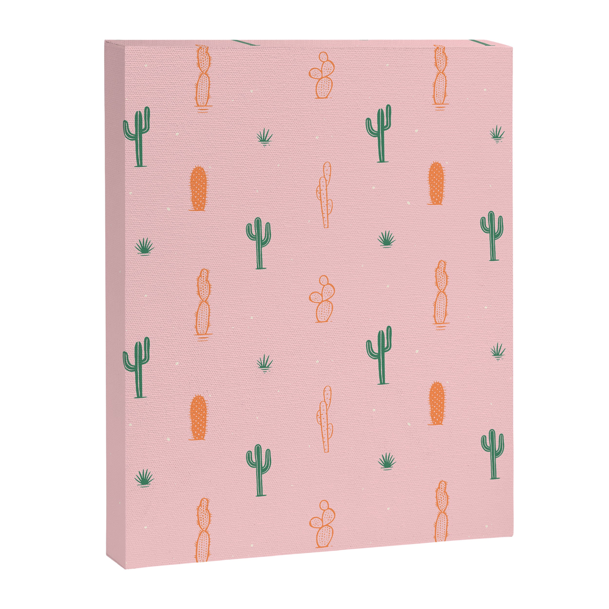Retro hand drawn cactus plant pattern Canvas Print Gallery Image 3