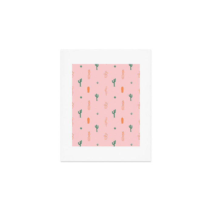 Retro hand drawn cactus plant pattern Art Print Gallery Image 1