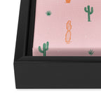 Retro hand drawn cactus plant pattern Framed Canvas Print Gallery Image 3
