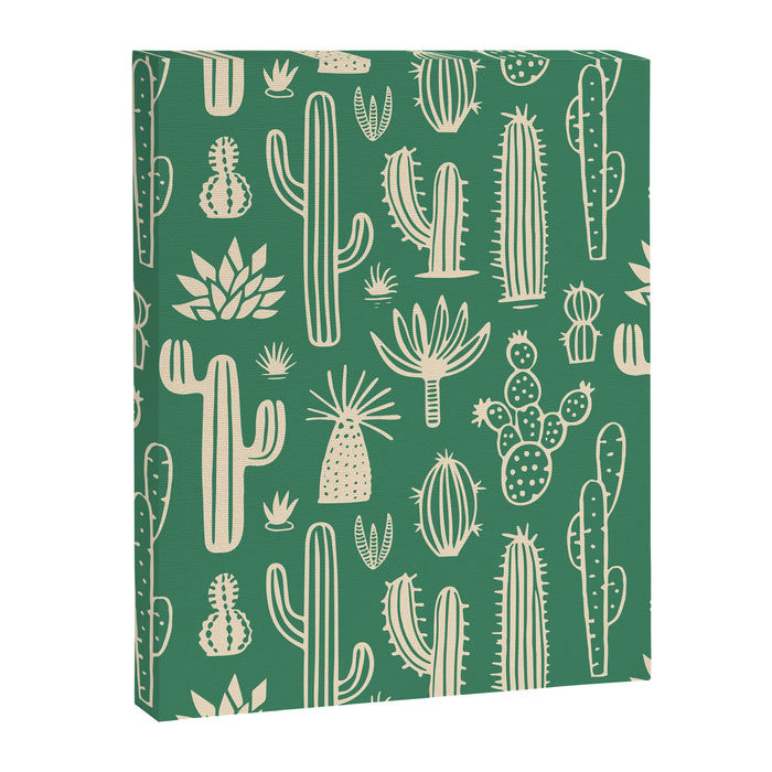Retro hand drawn cactus plant pattern Canvas Print Gallery Image 1