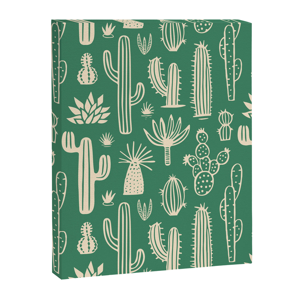 Retro hand drawn cactus plant pattern Canvas Print Gallery Image 8