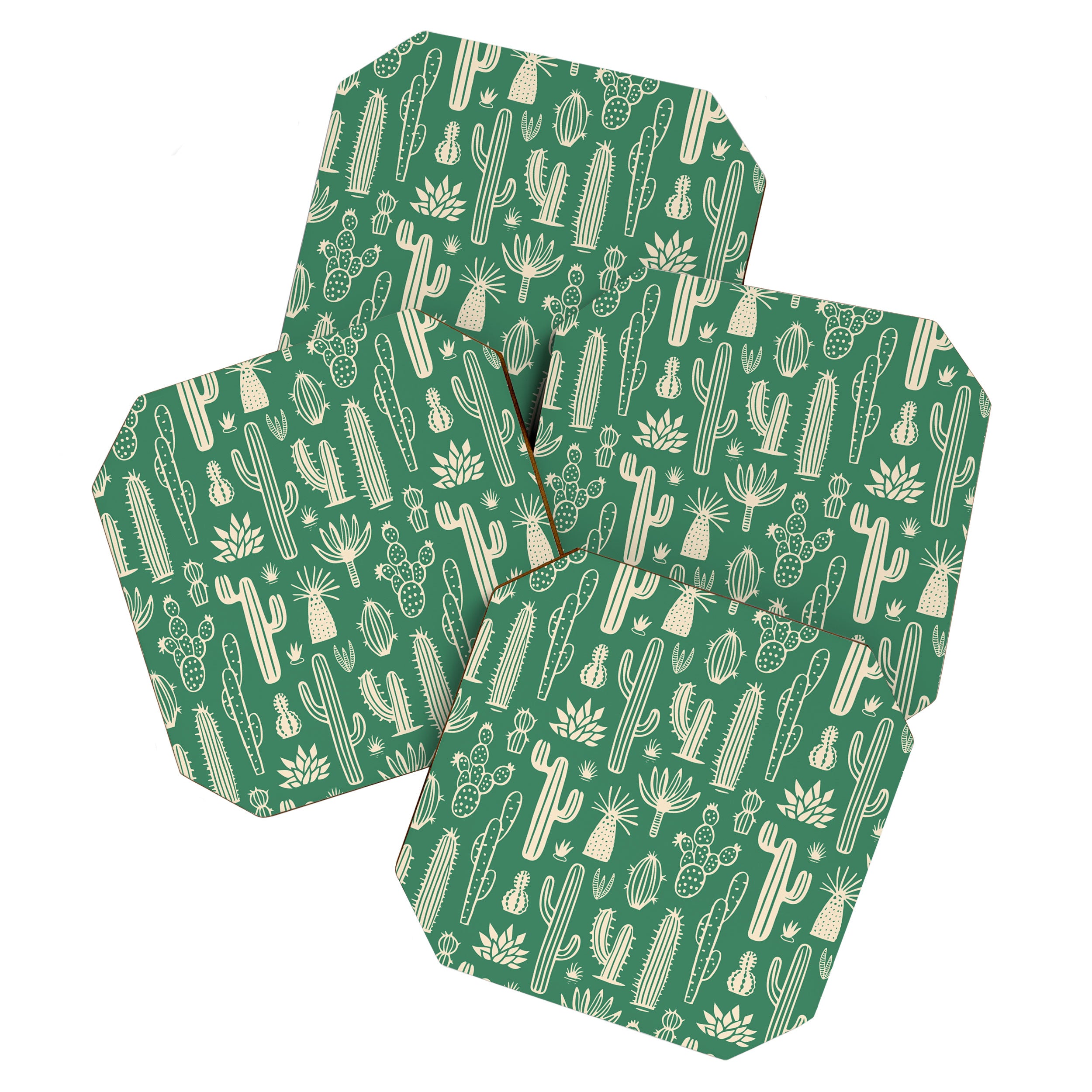 Retro hand drawn cactus plant pattern Coaster Gallery Image 1