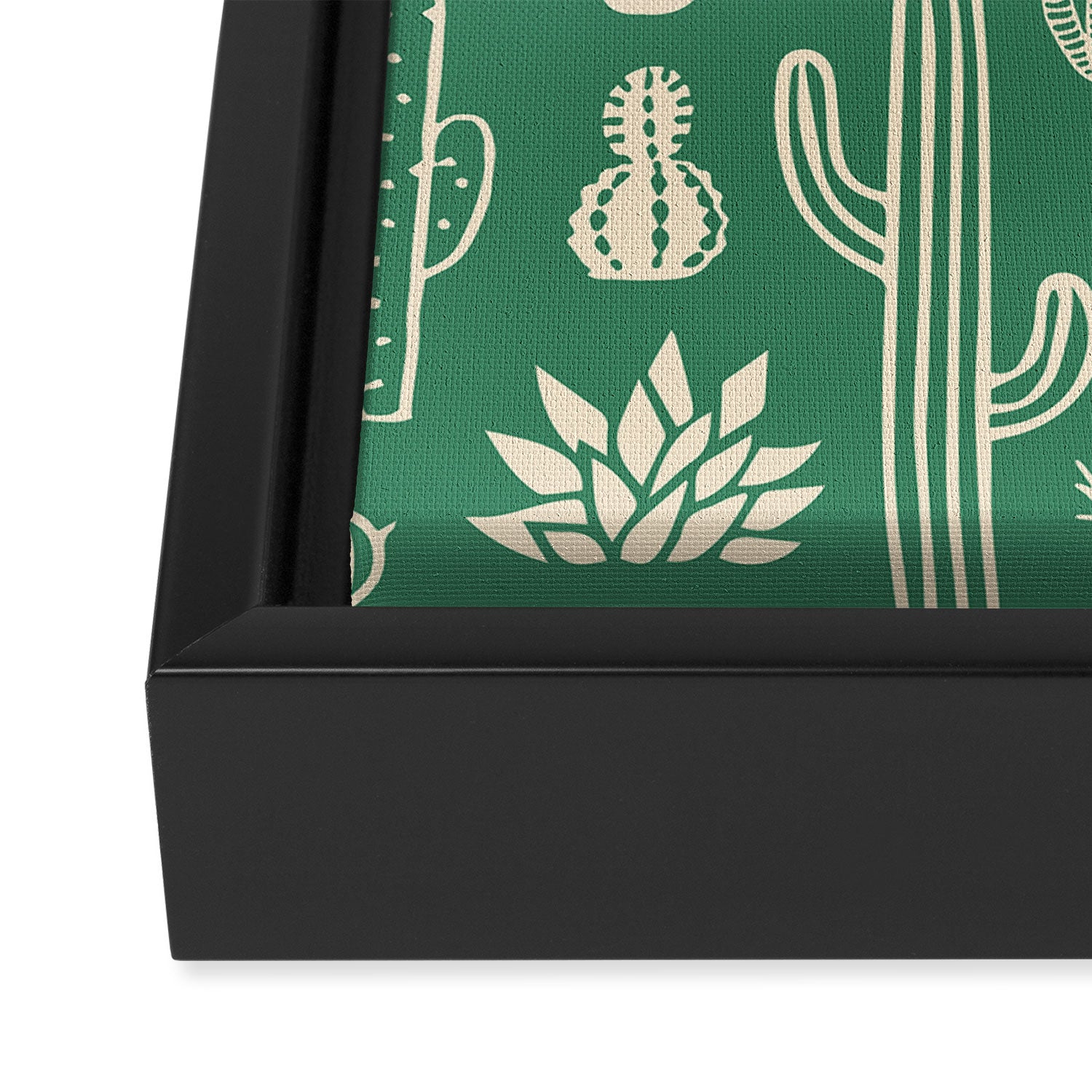 Retro hand drawn cactus plant pattern Framed Canvas Print Gallery Image 3
